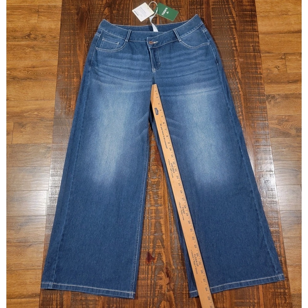 Halara Flex Asymmetric Low Rise Baggy Wide Leg Sz M Medium Wash Pockets 29×29